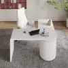 Modern 60" L-Shaped Matte Warm White Executive Desk with Drawers, Rotating Design