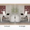 Modern 60" L-Shaped Matte Warm White Executive Desk with Drawers, Rotating Design