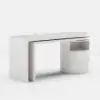 Modern 60" L-Shaped Matte Warm White Executive Desk with Drawers, Rotating Design