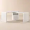 Modern 60" L-Shaped Matte Warm White Executive Desk with Drawers, Rotating Design