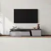 Fero TV Stand Set of Wood Gray Extendable TV Stand & Rectangular Coffee Table