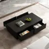 Fero TV Stand Set of Wood Black Extendable TV Stand & Rectangular Coffee Table – AUD-H2689