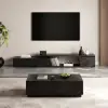 Fero TV Stand Set of Wood Black Extendable TV Stand & Rectangular Coffee Table – AUD-H2690