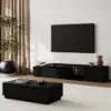 Fero TV Stand Set of Wood Black Extendable TV Stand & Rectangular Coffee Table – AUD-H2690