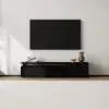 Fero TV Stand Set of Wood Black Extendable TV Stand & Rectangular Coffee Table – AUD-H2690