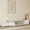 Fero TV Stand Set of Wood White Extendable TV Stand & Rectangular Coffee Table – AUD-H2693
