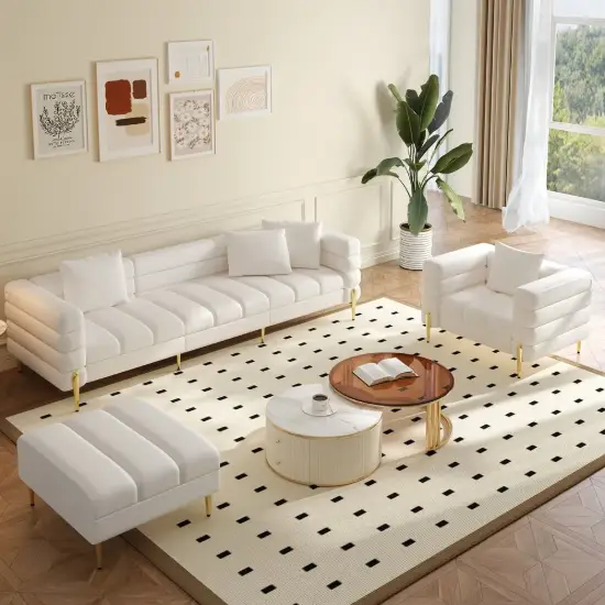 Axial 3-Piece Sofa Set of Chaise Sofa with Ottomans & Accent Chair – AUD-H2695