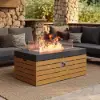 Tevara 47" 5-Piece Modular Teak Outdoor Sofa Set with Smokeless Fire Pit for 6 Person – Dark Grey