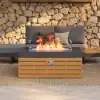 Tevara 47" 5-Piece Modular Teak Outdoor Sofa Set with Smokeless Fire Pit for 6 Person – Dark Grey