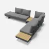 Tevara 47" 5-Piece Modular Teak Outdoor Sofa Set with Smokeless Fire Pit for 6 Person – Dark Grey