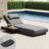 Tevara Single Outdoor Teak & Aluminium Adjustable Lounge Chaise with Black Cover