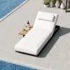 Tevara Single Outdoor Teak & Aluminium Adjustable Chaise Lounge with Black Cover