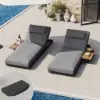 Tevara 2-Piece Dark Grey Teak Aluminium Adjustable Outdoor Chaise Lounge with Cover