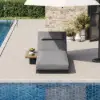 Tevara 2-Piece Dark Grey Teak Aluminium Adjustable Outdoor Chaise Lounge with Cover