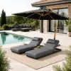 Tevara 2-Piece Dark Grey Teak Aluminium Adjustable Outdoor Chaise Lounge with Cover