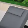 Tevara 2-Piece Dark Grey Teak Aluminium Adjustable Outdoor Chaise Lounge with Cover