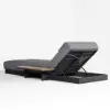 Tevara 2-Piece Dark Grey Teak Aluminium Adjustable Outdoor Chaise Lounge with Cover