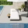 Tevara 2-Piece Outdoor Teak & Aluminium Adjustable Chaise Lounge with Black Cover