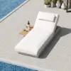 Picture of Tevara Single Sand Teak & Aluminium Adjustable Outdoor Chaise Lounge with Black Cover