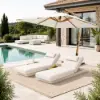 Picture of Tevara Single Sand Teak & Aluminium Adjustable Outdoor Chaise Lounge with Black Cover