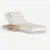 Picture of Tevara Single Sand Teak & Aluminium Adjustable Outdoor Chaise Lounge with Black Cover