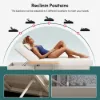 Tevara 2-Piece Sand Teak & Aluminium Adjustable Outdoor Chaise Lounge with Black Cover