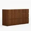 Aura 150 cm Walnut and Sintered Stone 6-Drawer Lighted Dresser