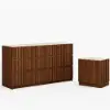 Aura 150 cm Walnut and Sintered Stone 6-Drawer Lighted Dresser