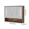 100cm Walnut LED Medicine Cabinet with Adjustable Lighting, Demister and Digital Clock