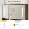 100cm Walnut LED Medicine Cabinet with Adjustable Lighting, Demister and Digital Clock
