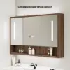 100cm Walnut LED Medicine Cabinet with Adjustable Lighting, Demister and Digital Clock