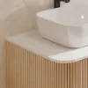 32" Fluted Freestanding Bathroom Vanity with Vessel Sink, 3-Drawers, Sintered Stone top