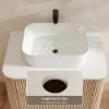 32" Fluted Freestanding Bathroom Vanity with Vessel Sink, 3-Drawers, Sintered Stone top