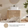 32" Fluted Freestanding Bathroom Vanity with Vessel Sink, 3-Drawers, Sintered Stone top