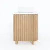 32" Fluted Freestanding Bathroom Vanity with Vessel Sink, 3-Drawers, Sintered Stone top