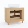 32" Fluted Freestanding Bathroom Vanity with Vessel Sink, 3-Drawers, Sintered Stone top