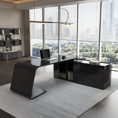Picture of Modern 87" L-Shaped Right-Hand Executive Desk with Storage
