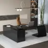 Modern 87" L-Shaped Right-Hand Executive Desk with Storage