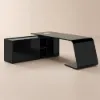 Modern 87" L-Shaped Left-Hand Executive Desk with Storage