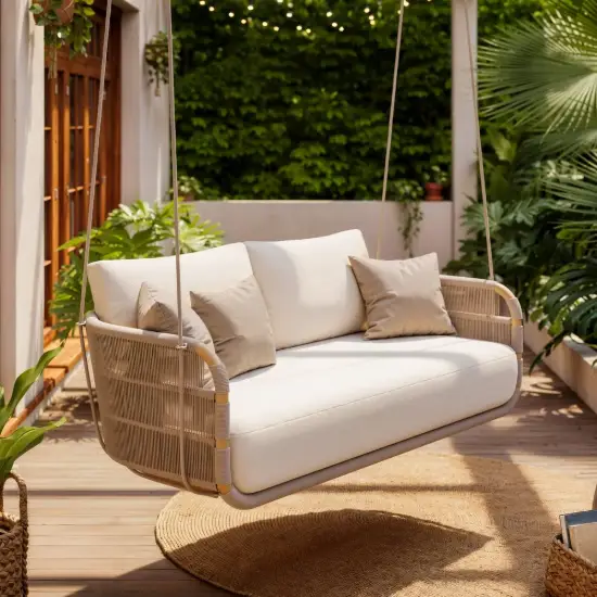 Picture of Costra 2-Seater Outdoor Aluminium Handwoven Rope Hanging Swing Chair