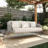 Cocaro 2-Seater Woven Outdoor Swing with Cushion in Light Gray