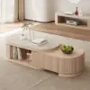 Velar 47"-67" Extendable Coffee Table with Sintered Stone Top and Storage – Beige