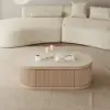 Velar 47"-67" Extendable Coffee Table with Sintered Stone Top and Storage – Beige