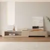 Velar 180 - 290 cm Extendable Fluted TV Stand with Sintered Stone Top & 3 Drawers