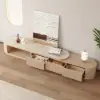 Velar 180 - 290 cm Extendable Fluted TV Stand with Sintered Stone Top & 3 Drawers