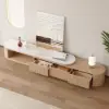 Velar 71"-114" Extendable Fluted TV Stand with Sintered Stone Top & 3 Drawers