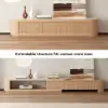 Velar 71"-114" Extendable Fluted TV Stand with Sintered Stone Top & 3 Drawers