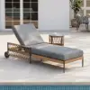 Ropipe Outdoor Rope-Woven Lounge Chair with Adjustable Backrest & Wheels in Dark Gray