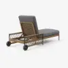 Ropipe Outdoor Rope-Woven Lounge Chair with Adjustable Backrest & Wheels in Dark Gray