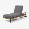 Ropipe Outdoor Rope-Woven Lounge Chair with Adjustable Backrest & Wheels in Dark Gray